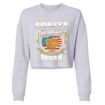 Pioneer Ohio Usa Flag 4th Of July Gift Cropped Pullover Crew