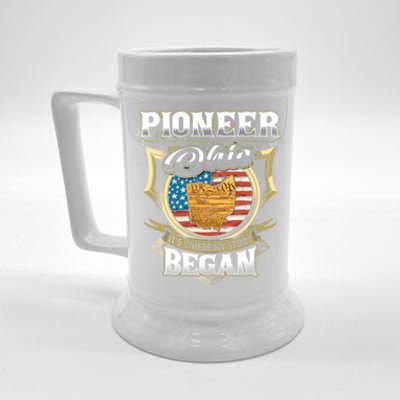 Pioneer Ohio Usa Flag 4th Of July Gift Beer Stein