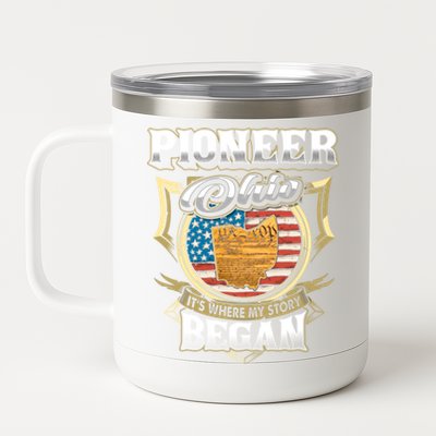 Pioneer Ohio Usa Flag 4th Of July Gift 12 oz Stainless Steel Tumbler Cup