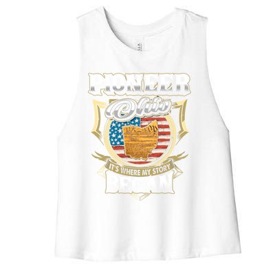 Pioneer Ohio Usa Flag 4th Of July Gift Women's Racerback Cropped Tank