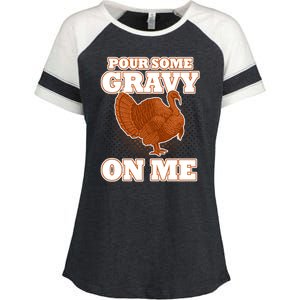 Pour Some Gravy On Me Enza Ladies Jersey Colorblock Tee