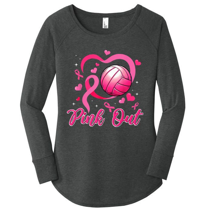 P.I.N.K Out Volleyball Breast Cancer Awareness Women's Perfect Tri Tunic Long Sleeve Shirt