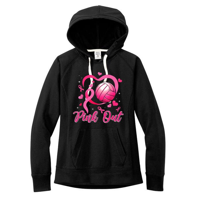 P.I.N.K Out Volleyball Breast Cancer Awareness Women's Fleece Hoodie