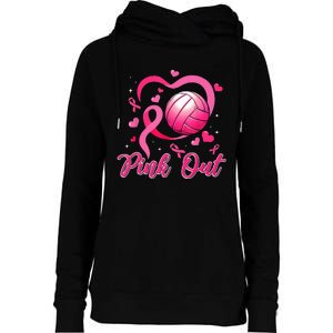 P.I.N.K Out Volleyball Breast Cancer Awareness Womens Funnel Neck Pullover Hood