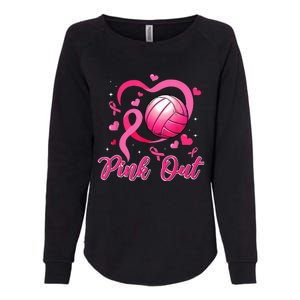 P.I.N.K Out Volleyball Breast Cancer Awareness Womens California Wash Sweatshirt