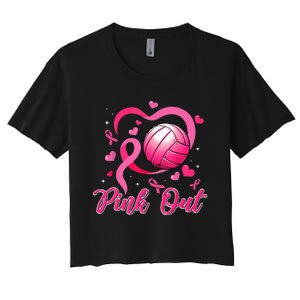 P.I.N.K Out Volleyball Breast Cancer Awareness Women's Crop Top Tee