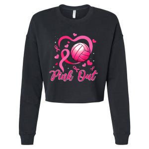 P.I.N.K Out Volleyball Breast Cancer Awareness Cropped Pullover Crew