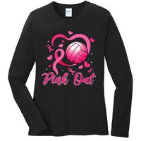 P.I.N.K Out Volleyball Breast Cancer Awareness Ladies Long Sleeve Shirt