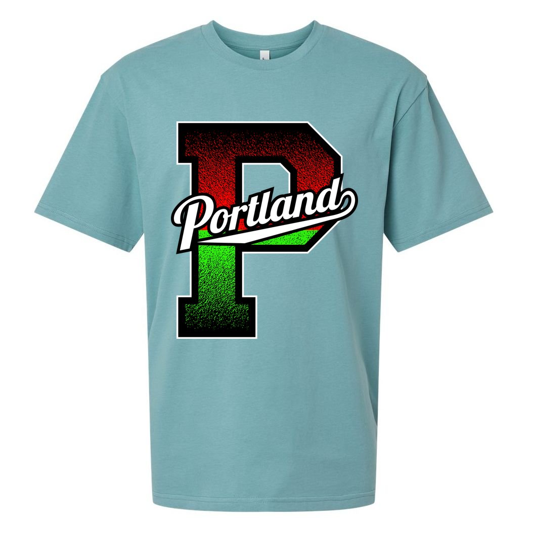 Portland Oregon Vintage Big P Sueded Cloud Jersey T-Shirt