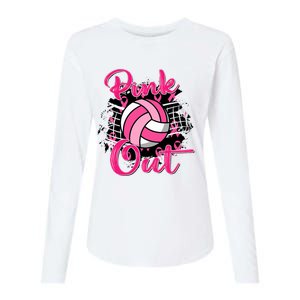 Pink_ Out Volleyball Pink_ Ribbon Breast Cancer Awareness Womens Cotton Relaxed Long Sleeve T-Shirt