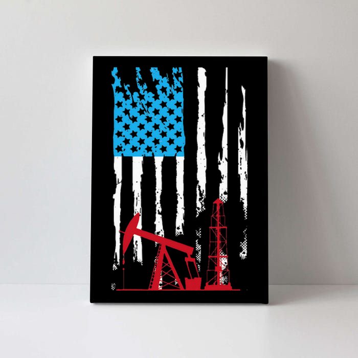 Patriotic Oilfield Worker Oilman Oil Rig Drilling US Flag Canvas