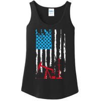 Patriotic Oilfield Worker Oilman Oil Rig Drilling US Flag Ladies Essential Tank