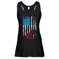 Patriotic Oilfield Worker Oilman Oil Rig Drilling US Flag Ladies Essential Flowy Tank