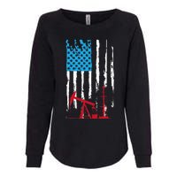 Patriotic Oilfield Worker Oilman Oil Rig Drilling US Flag Womens California Wash Sweatshirt