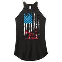 Patriotic Oilfield Worker Oilman Oil Rig Drilling US Flag Women's Perfect Tri Rocker Tank