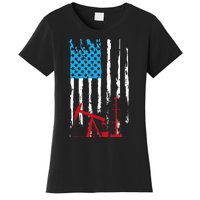 Patriotic Oilfield Worker Oilman Oil Rig Drilling US Flag Women's T-Shirt