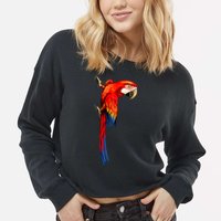 Parrot On Wall Cropped Pullover Crew
