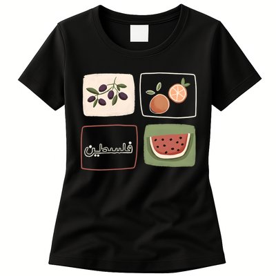 Palestine Olives Watermelon Orange Falasteen Palestinian Womens T-Shirt