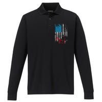 Patriotic Oilfield Worker Oilman Oil Rig Drilling US Flag Performance Long Sleeve Polo