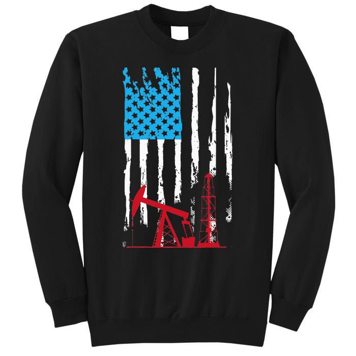 Patriotic Oilfield Worker Oilman Oil Rig Drilling US Flag Sweatshirt