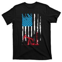 Patriotic Oilfield Worker Oilman Oil Rig Drilling US Flag T-Shirt