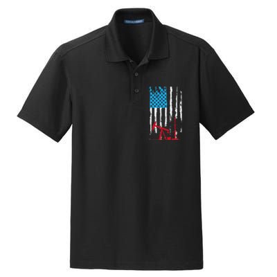 Patriotic Oilfield Worker Oilman Oil Rig Drilling US Flag Dry Zone Grid Polo