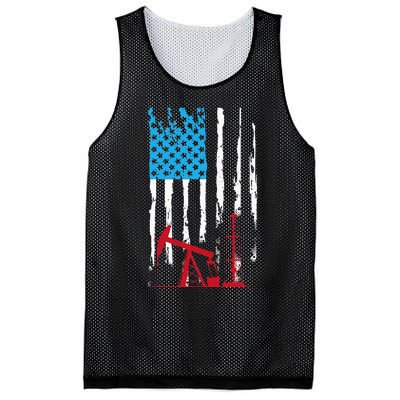 Patriotic Oilfield Worker Oilman Oil Rig Drilling US Flag Mesh Reversible Basketball Jersey Tank