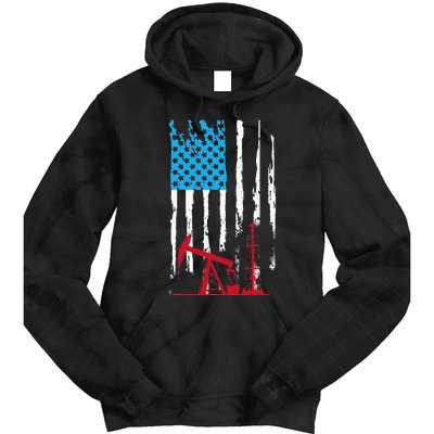 Patriotic Oilfield Worker Oilman Oil Rig Drilling US Flag Tie Dye Hoodie