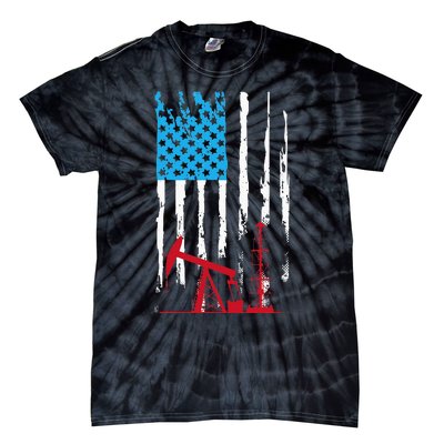 Patriotic Oilfield Worker Oilman Oil Rig Drilling US Flag Tie-Dye T-Shirt