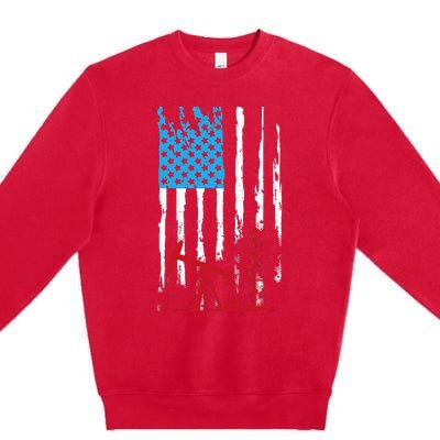 Patriotic Oilfield Worker Oilman Oil Rig Drilling US Flag Premium Crewneck Sweatshirt