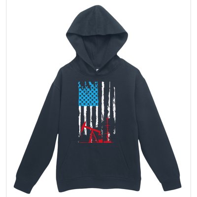 Patriotic Oilfield Worker Oilman Oil Rig Drilling US Flag Urban Pullover Hoodie