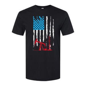 Patriotic Oilfield Worker Oilman Oil Rig Drilling US Flag Softstyle CVC T-Shirt