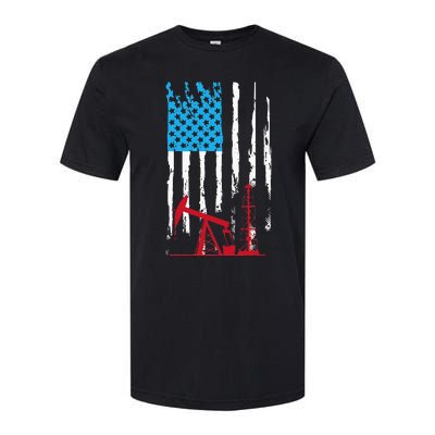 Patriotic Oilfield Worker Oilman Oil Rig Drilling US Flag Softstyle CVC T-Shirt