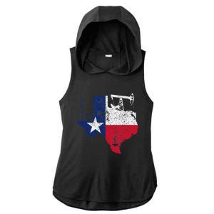 Patriotic Oilfield Worker Oilman Oil Rig Drilling Texas Ladies PosiCharge Tri-Blend Wicking Draft Hoodie Tank