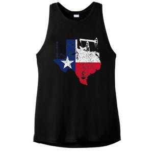 Patriotic Oilfield Worker Oilman Oil Rig Drilling Texas Ladies PosiCharge Tri-Blend Wicking Tank