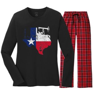 Patriotic Oilfield Worker Oilman Oil Rig Drilling Texas Women's Long Sleeve Flannel Pajama Set 