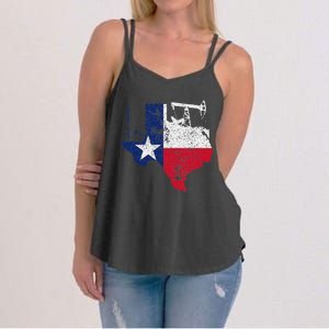 Patriotic Oilfield Worker Oilman Oil Rig Drilling Texas Women's Strappy Tank