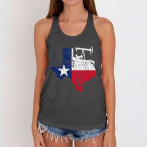 Patriotic Oilfield Worker Oilman Oil Rig Drilling Texas Women's Knotted Racerback Tank