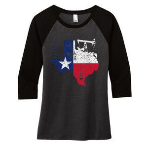 Patriotic Oilfield Worker Oilman Oil Rig Drilling Texas Women's Tri-Blend 3/4-Sleeve Raglan Shirt