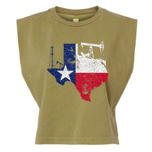 Patriotic Oilfield Worker Oilman Oil Rig Drilling Texas Garment-Dyed Women's Muscle Tee