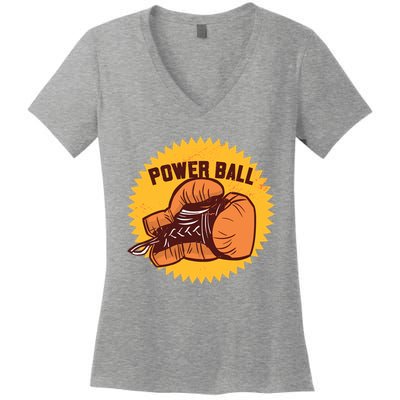 Power Ball Boxing Glove Women's V-Neck T-Shirt