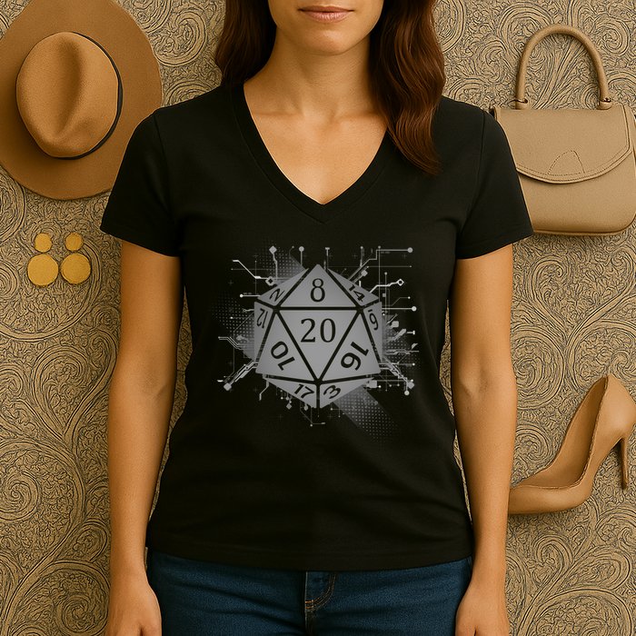 Power D20 Graphic Women's V-Neck T-Shirt