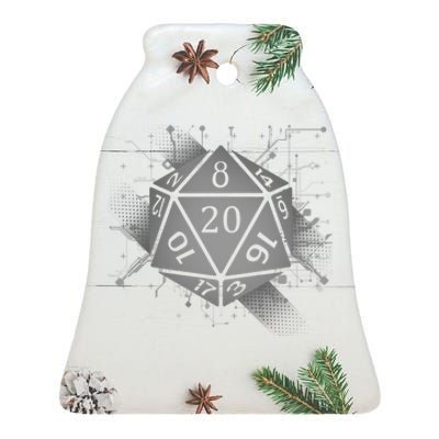 Power D20 Graphic Ceramic Bell Ornament