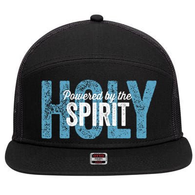 Powered By The Holy Spirit 7 Panel Mesh Trucker Snapback Hat