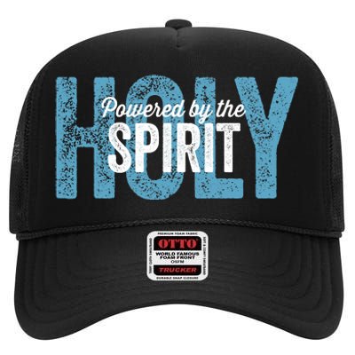 Powered By The Holy Spirit High Crown Mesh Back Trucker Hat