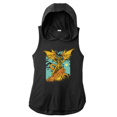 Powerful Dragon Creature Ladies PosiCharge Tri-Blend Wicking Draft Hoodie Tank