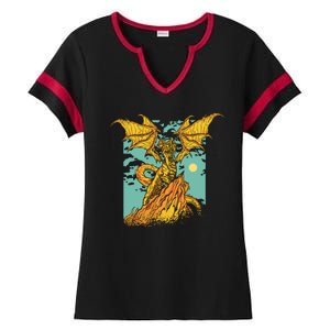 Powerful Dragon Creature Ladies Halftime Notch Neck Tee