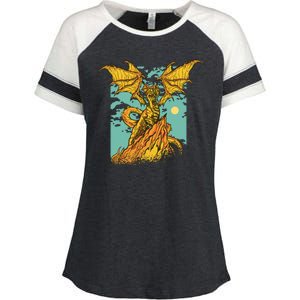 Powerful Dragon Creature Enza Ladies Jersey Colorblock Tee