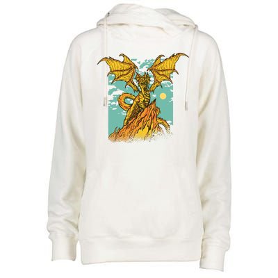 Powerful Dragon Creature Womens Funnel Neck Pullover Hood