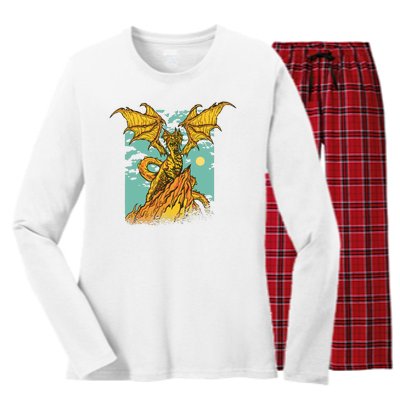 Powerful Dragon Creature Women's Long Sleeve Flannel Pajama Set 